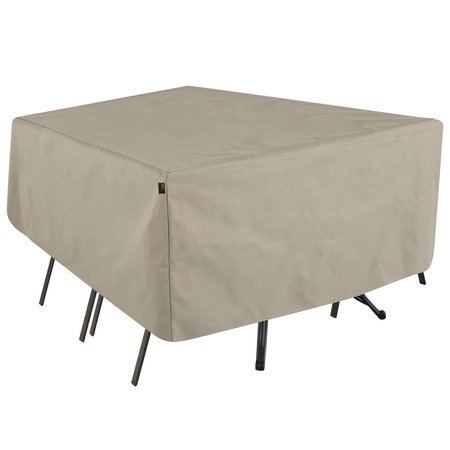 MODERN LEISURE Chalet Rect/Oval Patio Table & Chair Set Cover, 72 in. L x 44 in. W x 23 in. H, Beige 2923